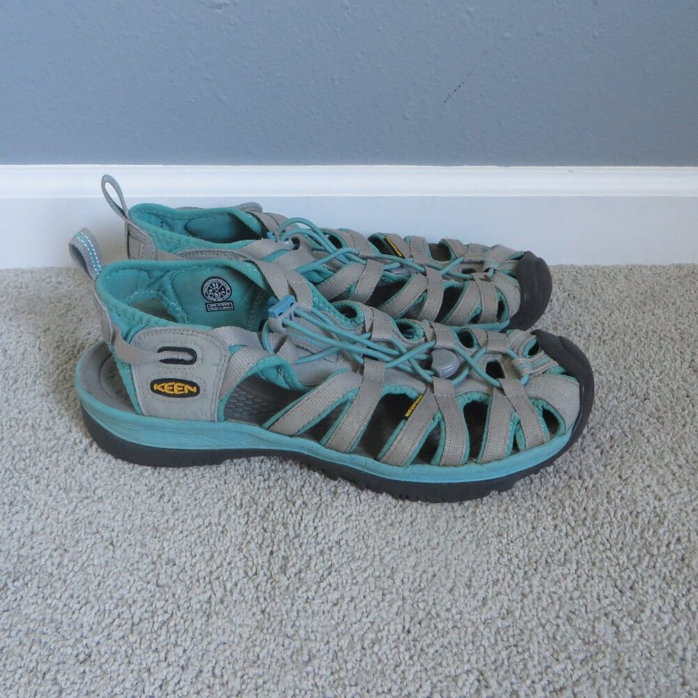Keen Whisper Womens Waterproof Sandals Size 9.5 Gray/Peacock Green(or teal?) - Picture 2 of 11